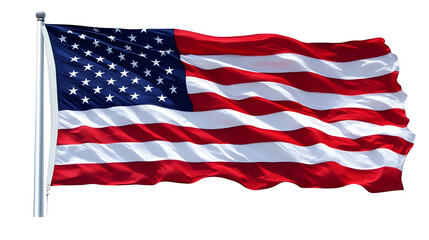 Obraz premium Waving American Flag Against Black Backdrop: Symbol of Freedom and Patriotism