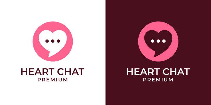 Love icon chat logo design vector. Love logo with bubble chat icon illustration. Heart love icon with speech bubble logo design illustration.