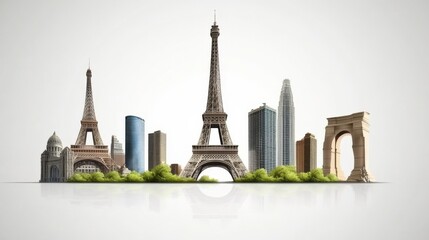 Obraz premium Iconic Landmarks from Around the World on White Background
