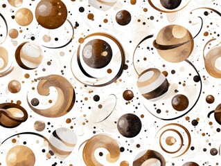 Abstract Brown and Beige Orbs Seamless Pattern