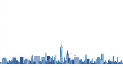 Fototapeta premium Blue City Skyline Vector on White Background