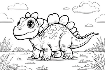 Cheerful and Colorful Cartoon Illustration of a Friendly Dinosaur.