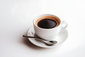 Obraz premium Aromatic Black Coffee in a White Cup