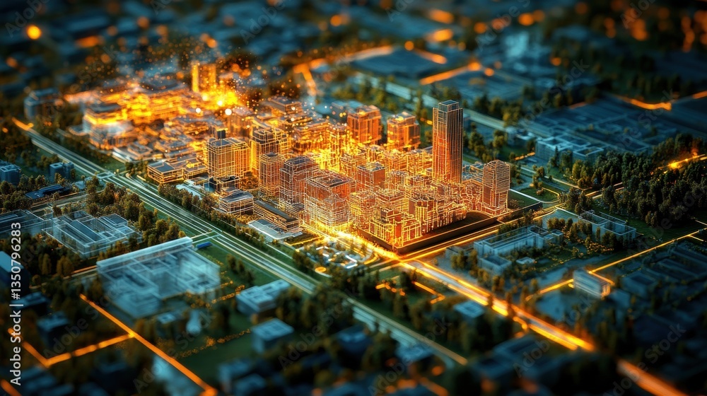 Poster digital creation of ai-driven real-time interactive urban replica