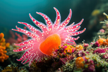 A vibrant underwater scene featuring a colorful sea creature