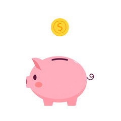 Pink Piggy Bank with Dollar Coin A Symbol of Smart Savings