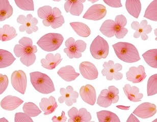 Pink Flower Petals and Blooms Seamless Pattern