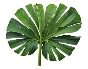 Single Large Tropical Leaf Isolated on White