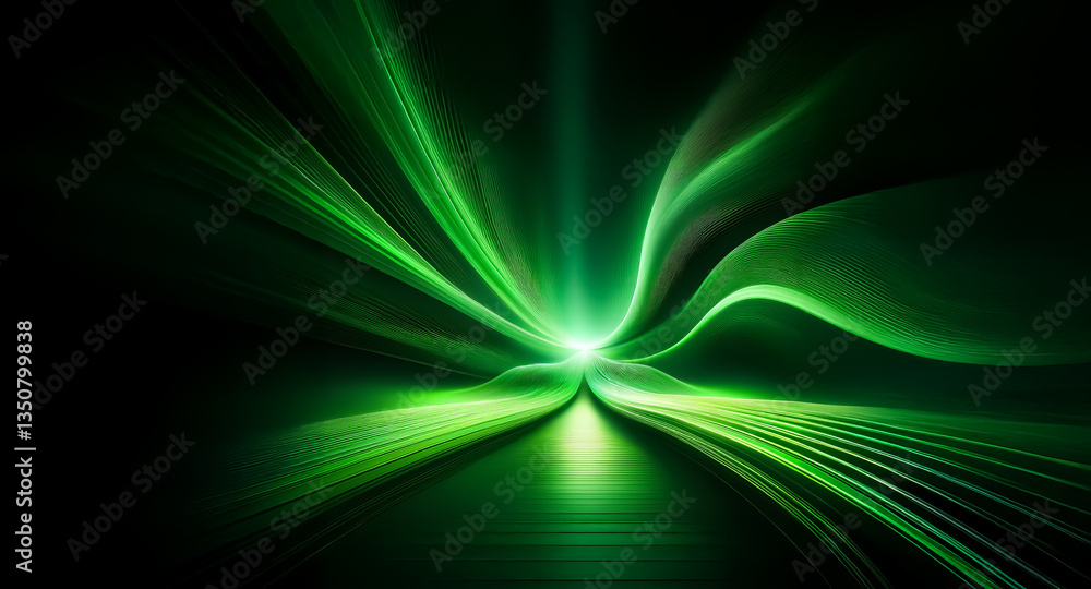 Aufkleber green light streaks burst from a central point on a dark background, creating a dynamic and abstract