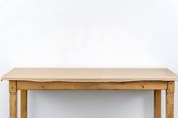 Rustic Wooden Table with Beige Linen Cloth Top