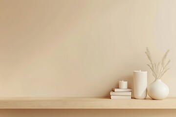 Neutral Aesthetic Shelf Decor with Candles and Plants