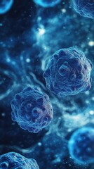Abstract Blue Microorganisms in a Cosmic Space Background