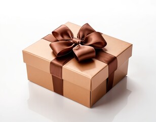 Obraz premium Elegant Gift Box with Brown Ribbon