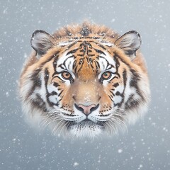 Siberian Tiger for Winter Snow, Portrait.