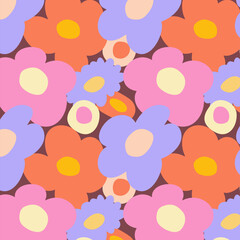  big flowers seamless pattern with pastel colours, modern , botany, floral ornament on the isolated background, cute decoration for textile, clothing, fabric, wallpaper, cover, vector illustration