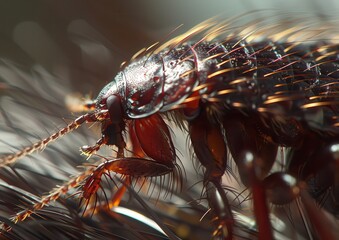 Close-up of a cockroach on a textured surface.