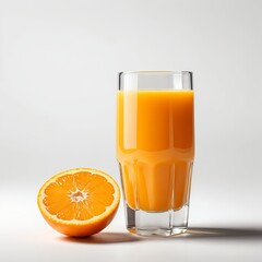 Fresh Orange Juice in Glass with Orange Slice