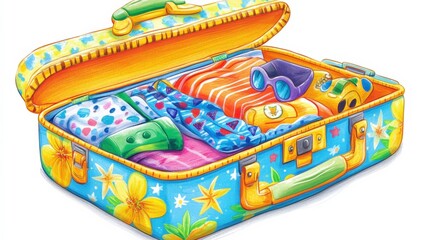Colorful Suitcase Design for Travel Gear Illustration