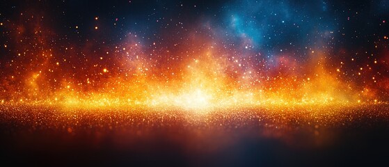 Fototapeta premium A vibrant cosmic scene with fiery colors and sparkling stars, evoking wonder and exploration.