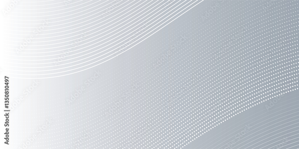 Poster gray and white abstract background with flowing particles. digital future technology concept. vector