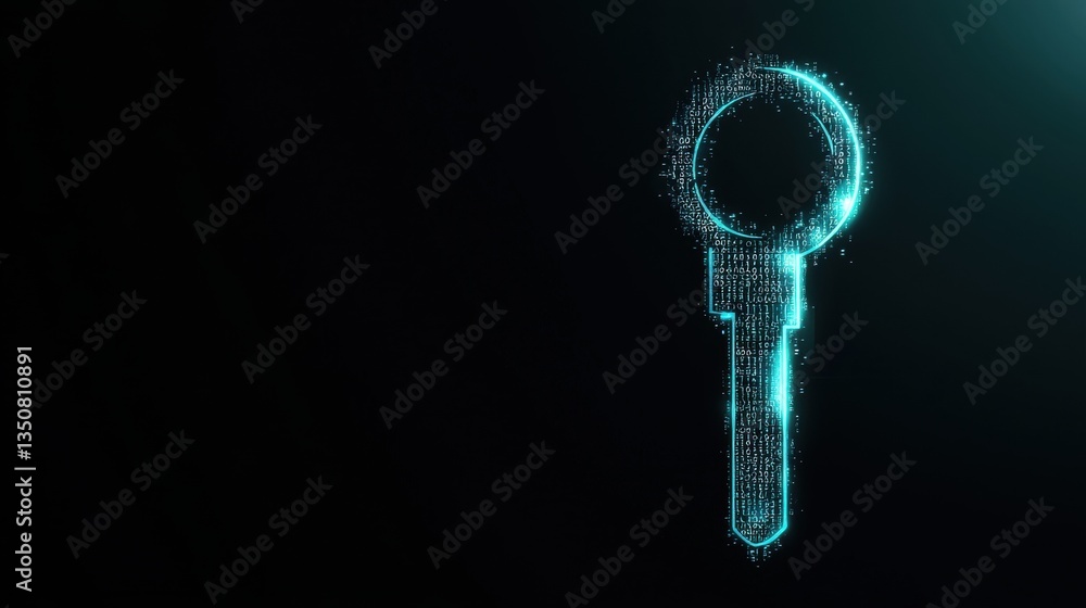Poster security key icons and password protection digital security key displayed as a holographic projectio