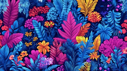 Vibrant Tropical Floral Pattern.