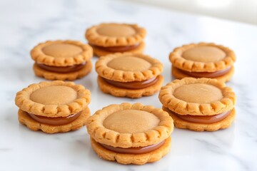 Delicious Caramel Filled Butter Cookies on Marble