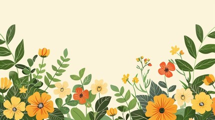 Colorful flower garden with yellow and orange flowers