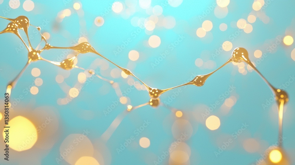 Poster global network nodes connection 3d rendered network with nodes and lines pulsating with light, repre
