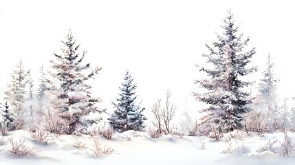 Obraz premium Serene Winter Landscape with Snow-Covered Trees
