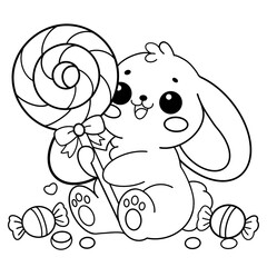 Kawaii animal doodle line art