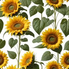 Seamless Pattern of Sunflowers
