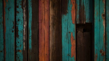 Vintage Rustic Colorful Weathered Wood Planks with Grunge Texture Background for Artistic Designs