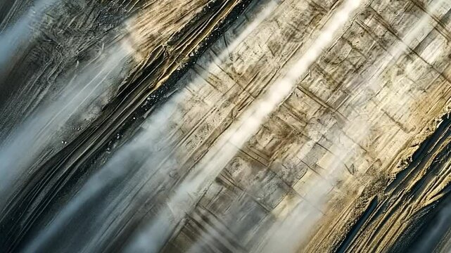Close up of water flowing into a glass with natural textures and vibrant blue hues