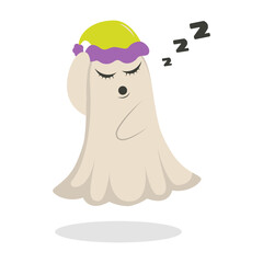 Cute and Spooky Halloween Ghost Character. Isolated Vector Cartoon Illustration.