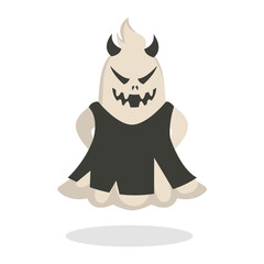 Cute and Spooky Halloween Ghost Character. Isolated Vector Cartoon Illustration.