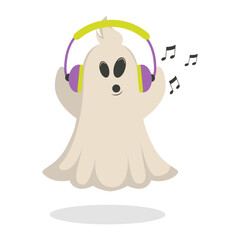 Cute and Spooky Halloween Ghost Character. Isolated Vector Cartoon Illustration.