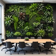 Fototapeta premium Modern Office Conference Room with Living Wall
