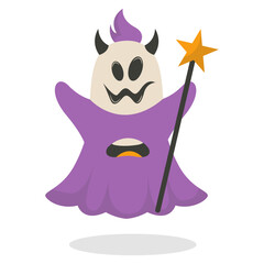 Cute and Spooky Halloween Ghost Character. Isolated Vector Cartoon Illustration.
