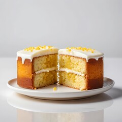 Lemon Cake Slices on White Plate