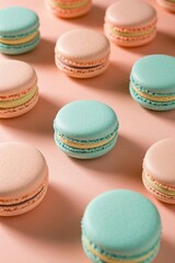 Obraz premium a close up of a table with many macarons on it