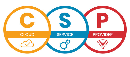 CSP - cloud service provider. acronym business concept. vector illustration concept with keywords and icons. lettering illustration with icons for web banner