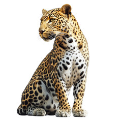 Obraz premium A leopard is sitting on a white background
