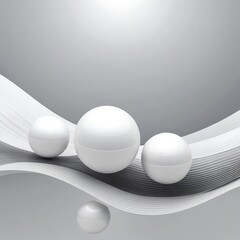 Abstract Gray and White 3D Spheres on Wave