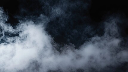 Obraz premium Realistic dry ice smoke clouds and fog overlay, perfect for compositing into your creative projects, adding a dramatic and atmospheric effect to any scene. Ideal for use in film, advertising, or digit