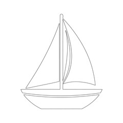 Minimalist Sailboat Line Art Vector | Nautical Silhouette Illustration sailing ship isolated on white