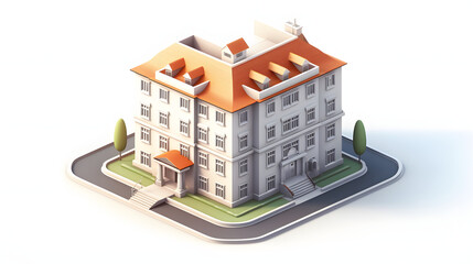 Orphanage building isometric 3D