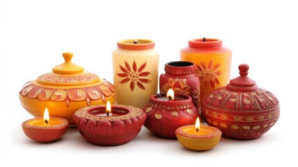 Beautiful Diwali Diyas and Lanterns in Festive Display