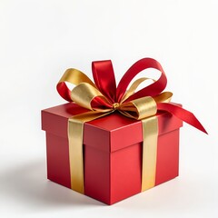 Obraz premium Red Gift Box with Gold and Red Ribbon