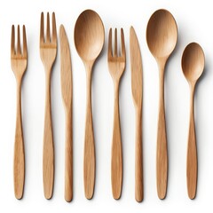 Wooden Cutlery Set Spoons, Forks, and Knives